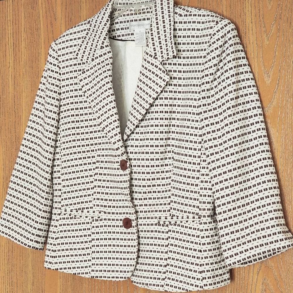 Worthington Blazer Women's 2 Button Closure Lined Shoulder Pads Vintage Sz 14